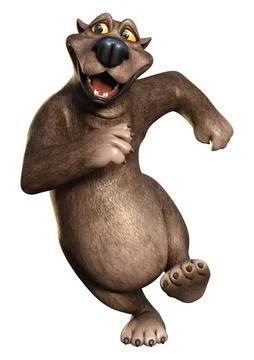 3D Rendering Cartoon Bear on White Stock Illustration