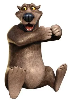 3D Rendering Cartoon Bear on White Stock Illustration