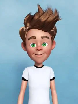 3D rendering of a cartoon boy portrait. Stock Illustration
