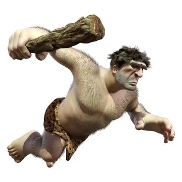 3D Rendering Cartoon Caveman on White Illustrazione stock