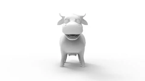 3d rendering of a cartoon cow isolated in white studio background Stock Illustration