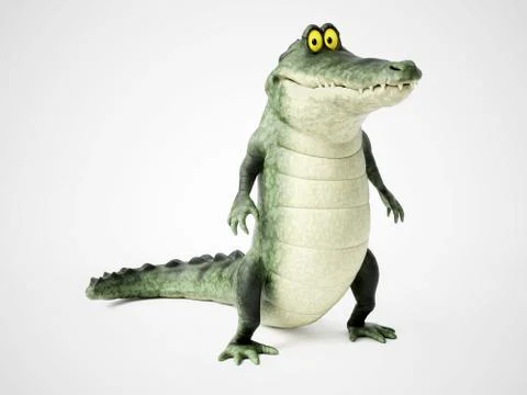 3D rendering of a cartoon crocodile standing. Stock Illustration