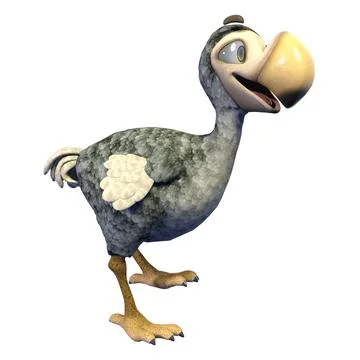 3D rendering cartoon dodo bird isolated on white background Stock Illustration