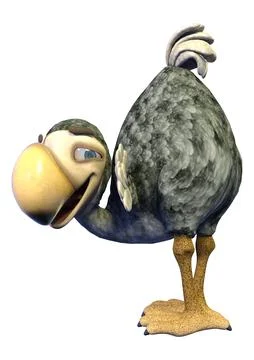 3D rendering cartoon dodo bird isolated on white background Stock Illustration