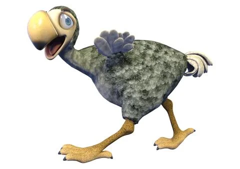 3D rendering cartoon dodo bird isolated on white background Stock Illustration