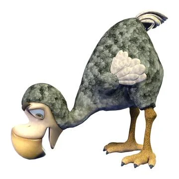3D rendering cartoon dodo bird isolated on white background Stock Illustration