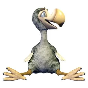 3D rendering cartoon dodo bird isolated on white background Stock Illustration