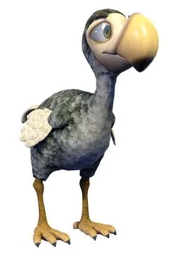 3D rendering cartoon dodo bird isolated on white background Stock Illustration