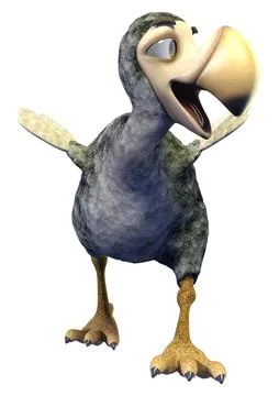 3D rendering cartoon dodo bird isolated on white background Stock Illustration