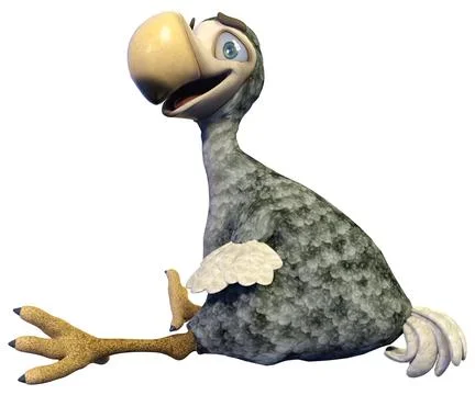 3D rendering cartoon dodo bird isolated on white background Stock Illustration