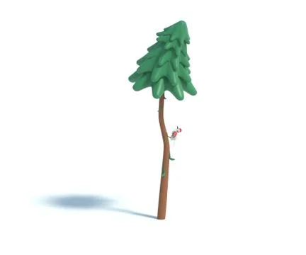 3d rendering of cartoon fir tree. Stock Illustration