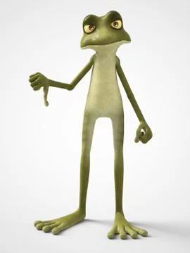 3D rendering of cartoon frog doing a thumbs down. Stock-Illustration