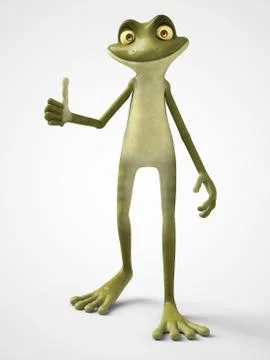 3D rendering of cartoon frog doing a thumbs up. Stock Illustration