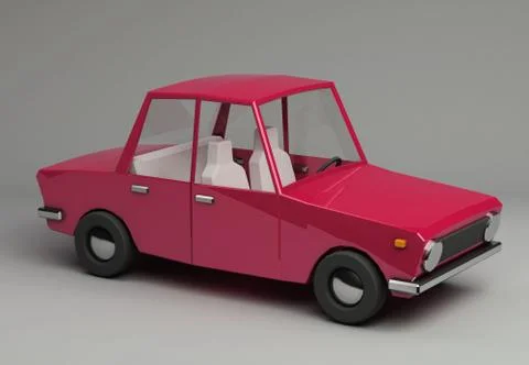 3d rendering of cartoon funny retro style car. イラスト素材
