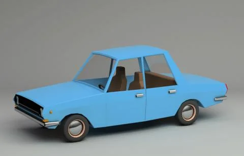 3d rendering of cartoon funny retro style car. イラスト素材