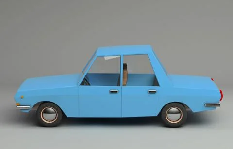 3d rendering of cartoon funny retro style car. Stock Illustration