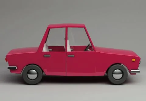 3d rendering of cartoon funny retro style car. Stock Illustration