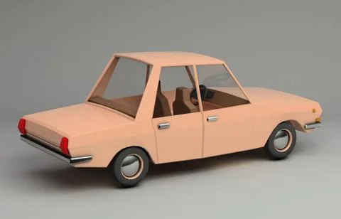 3d rendering of cartoon funny retro style car. Stock-Illustration