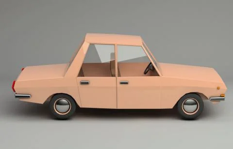 3d rendering of cartoon funny retro style car. イラスト素材