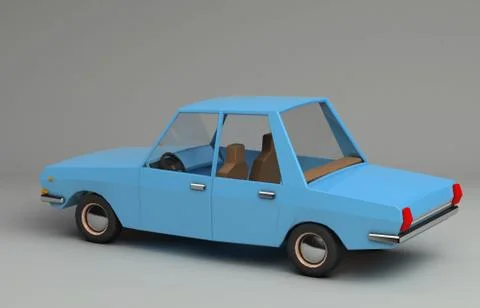 3d rendering of cartoon funny retro style car. Stock Illustration