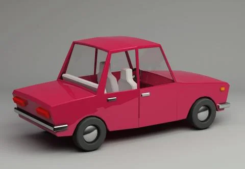 3d rendering of cartoon funny retro style car. イラスト素材