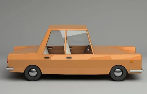 3d rendering of cartoon funny retro style car. Stock-Illustration