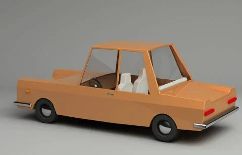 3d rendering of cartoon funny retro style car. Stock Illustration