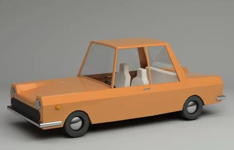 3d rendering of cartoon funny retro style car. イラスト素材