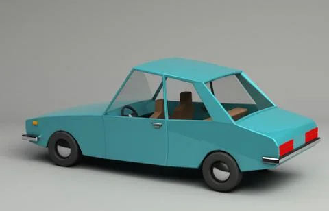 3d rendering of cartoon funny retro style car. Stock Illustration