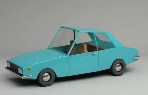 3d rendering of cartoon funny retro style car. Stock Illustration