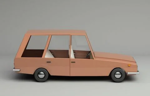3d rendering of cartoon funny retro style car. Stock Illustration