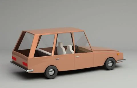 3d rendering of cartoon funny retro style car. Stock Illustration