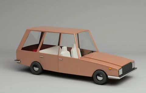 3d rendering of cartoon funny retro style car. Stock Illustration