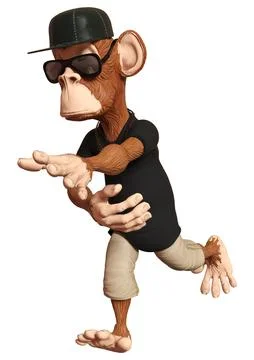 3D rendering Cartoon Monkey on White Illustration