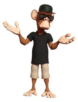 3D rendering Cartoon Monkey on White Illustration