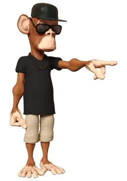 3D rendering Cartoon Monkey on White Illustration