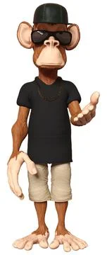 3D rendering Cartoon Monkey on White Illustration