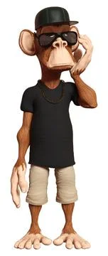 3D rendering Cartoon Monkey on White Illustration