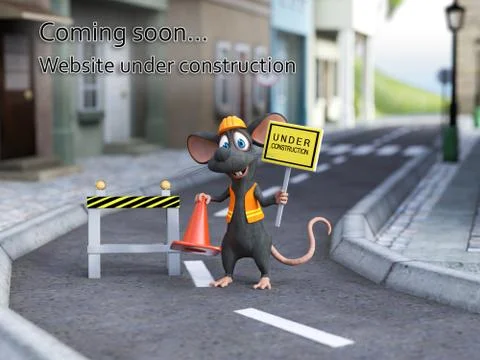 3D rendering of a cartoon mouse construction worker. Stock Illustration