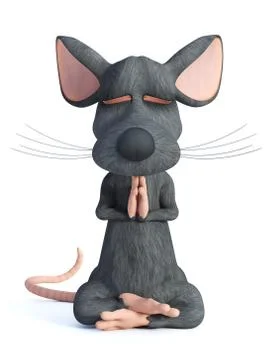 3D rendering of a cartoon mouse doing yoga. Stock Illustration