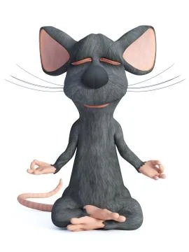 3D rendering of a cartoon mouse doing yoga. Stock Illustration