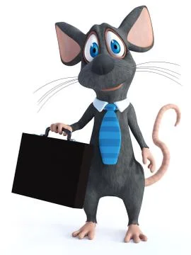 3D rendering of a cartoon mouse dressed as a businessperson. Stock Illustration
