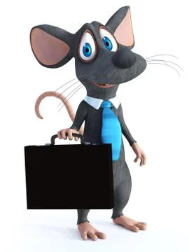3D rendering of a cartoon mouse dressed as a businessperson. Illustrazione stock