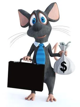 3D rendering of a cartoon mouse dressed as a businessperson. Stock Illustration