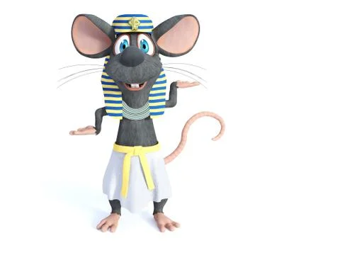 3D rendering of a cartoon mouse dressed as an Egyptian. Stock Illustration
