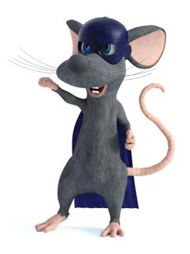 3D rendering of a cartoon mouse dressed as a super hero. Stock Illustration