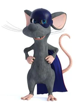 3D rendering of a cartoon mouse dressed as a super hero. Illustrazione stock