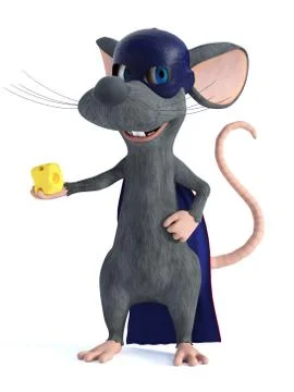 3D rendering of a cartoon mouse dressed as a super hero. Stock Illustration