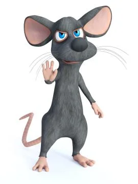 3D rendering of a cartoon mouse showing you to stop. Illustrazione stock