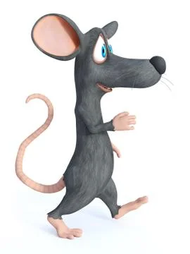 3D rendering of cartoon mouse walking. Stock Illustration